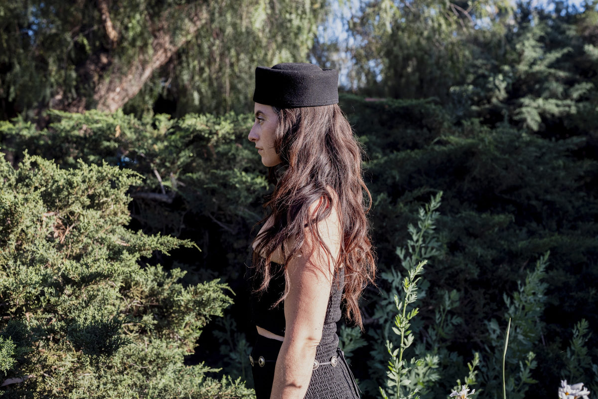 Pillbox — Black Wool Felt Pillbox Hat | Hampui Hats