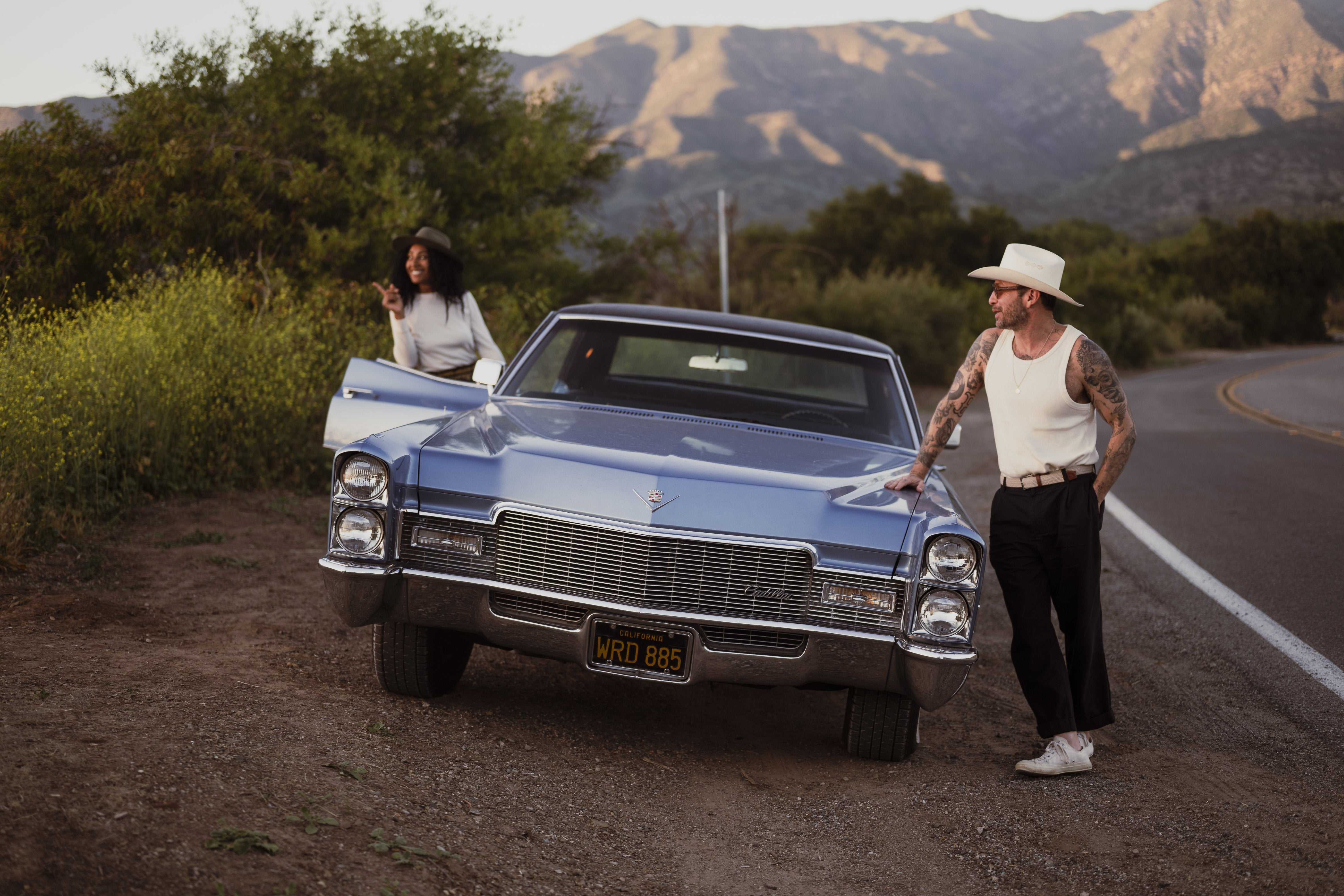 Caballero hat styled outdoors, lifestyle setting.