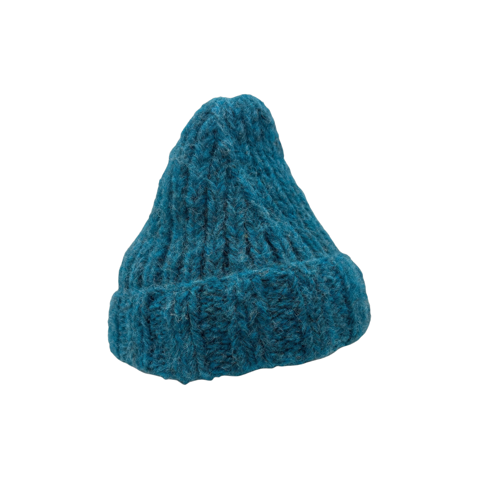 Aqua Alpaca Beanie hand-knit alpaca beanie by Hampui Hats — front view on transparent background