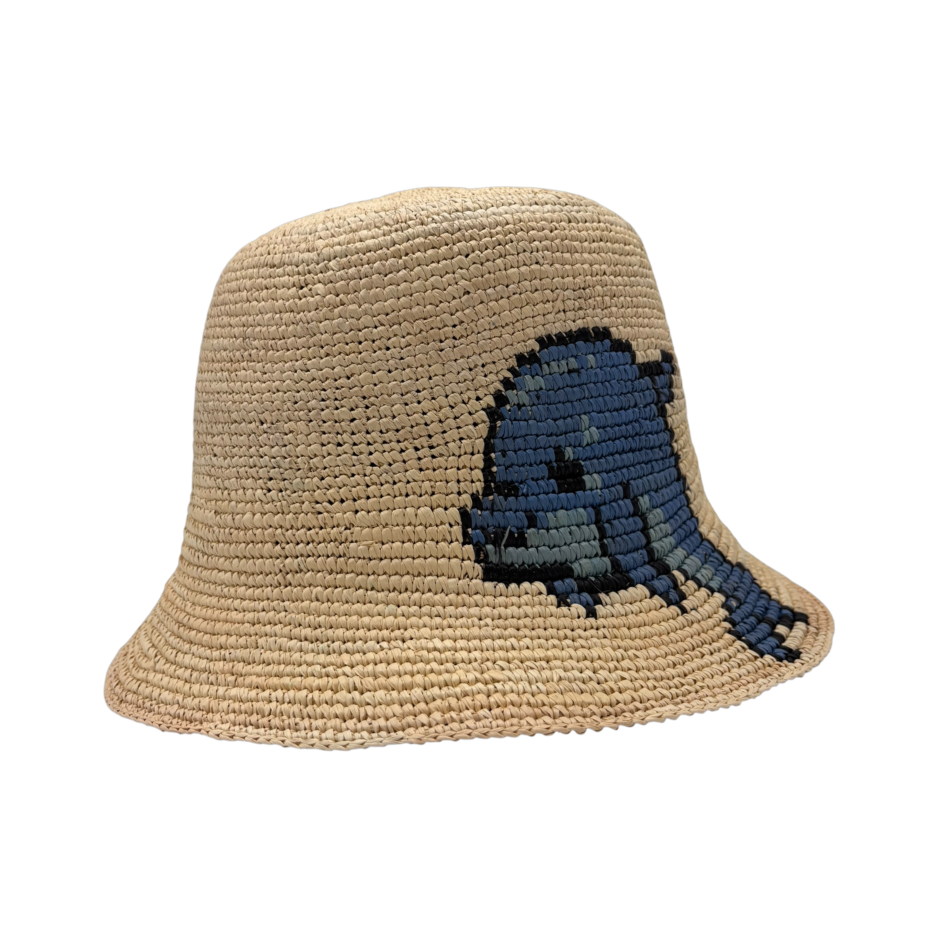 Beluga Straw Bucket hand-crocheted toquilla straw bucket hat by Hampui Hats — front view