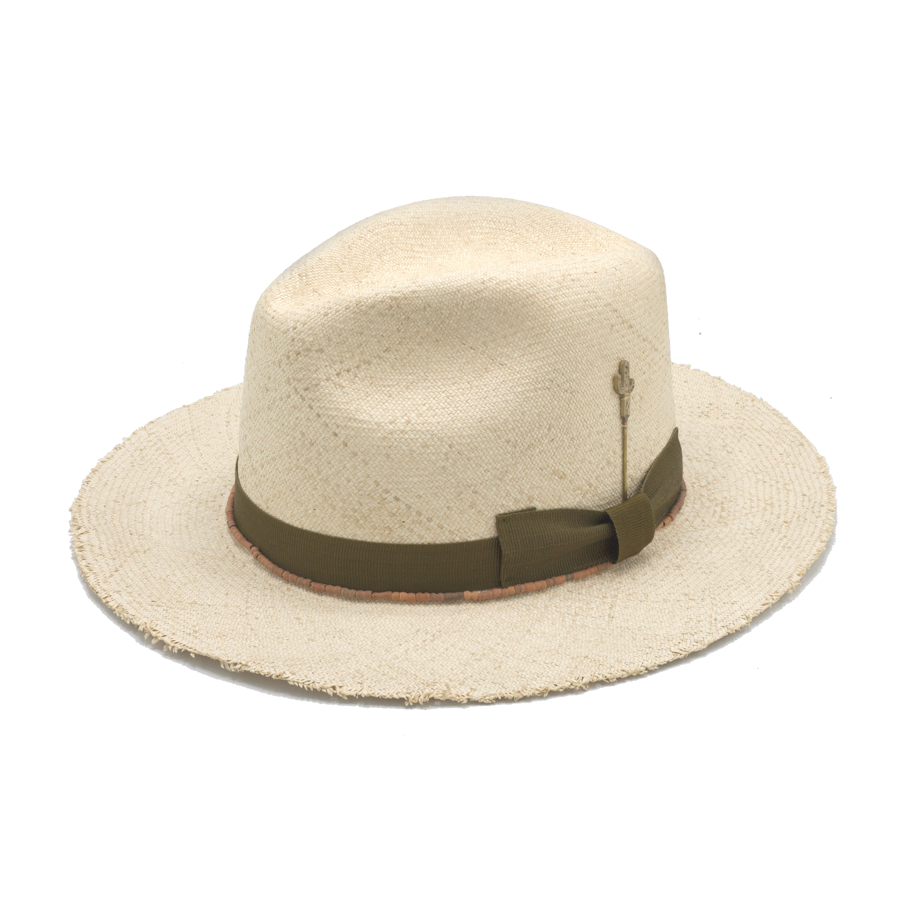 Cactus Jungle handmade straw hat by Hampui Hats — front view on transparent background