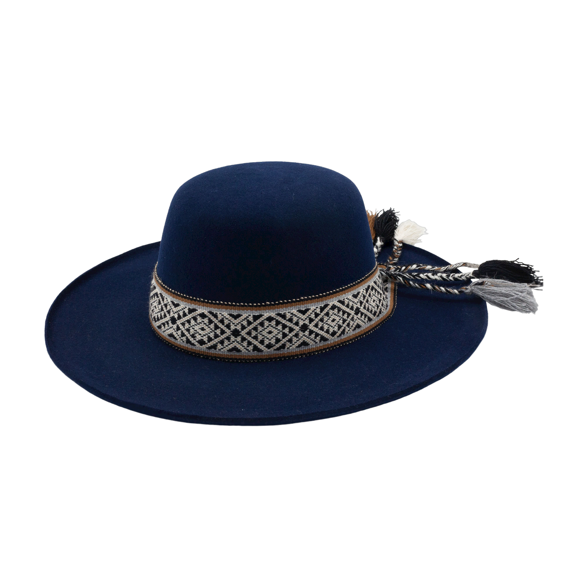 Cholita Linda - Blue handmade straw hat by Hampui Hats — front view on transparent background