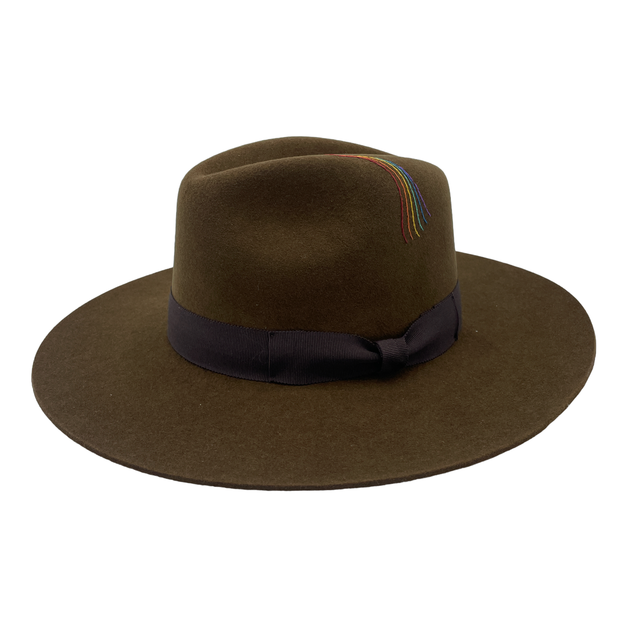 Hampui x Township31 Color Drip Chocolate handmade hat by Hampui Hats — front view on transparent background