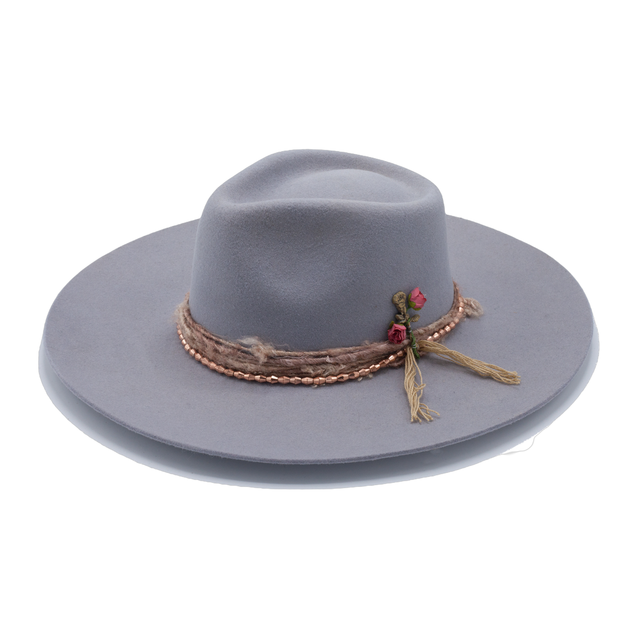 Dusty Rose handmade hat by Hampui Hats — front view on transparent background