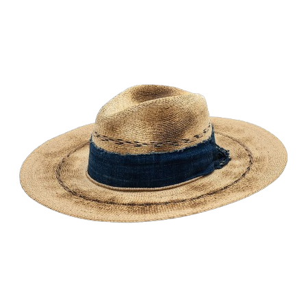 El Faro handmade straw hat by Hampui Hats — front view on transparent background