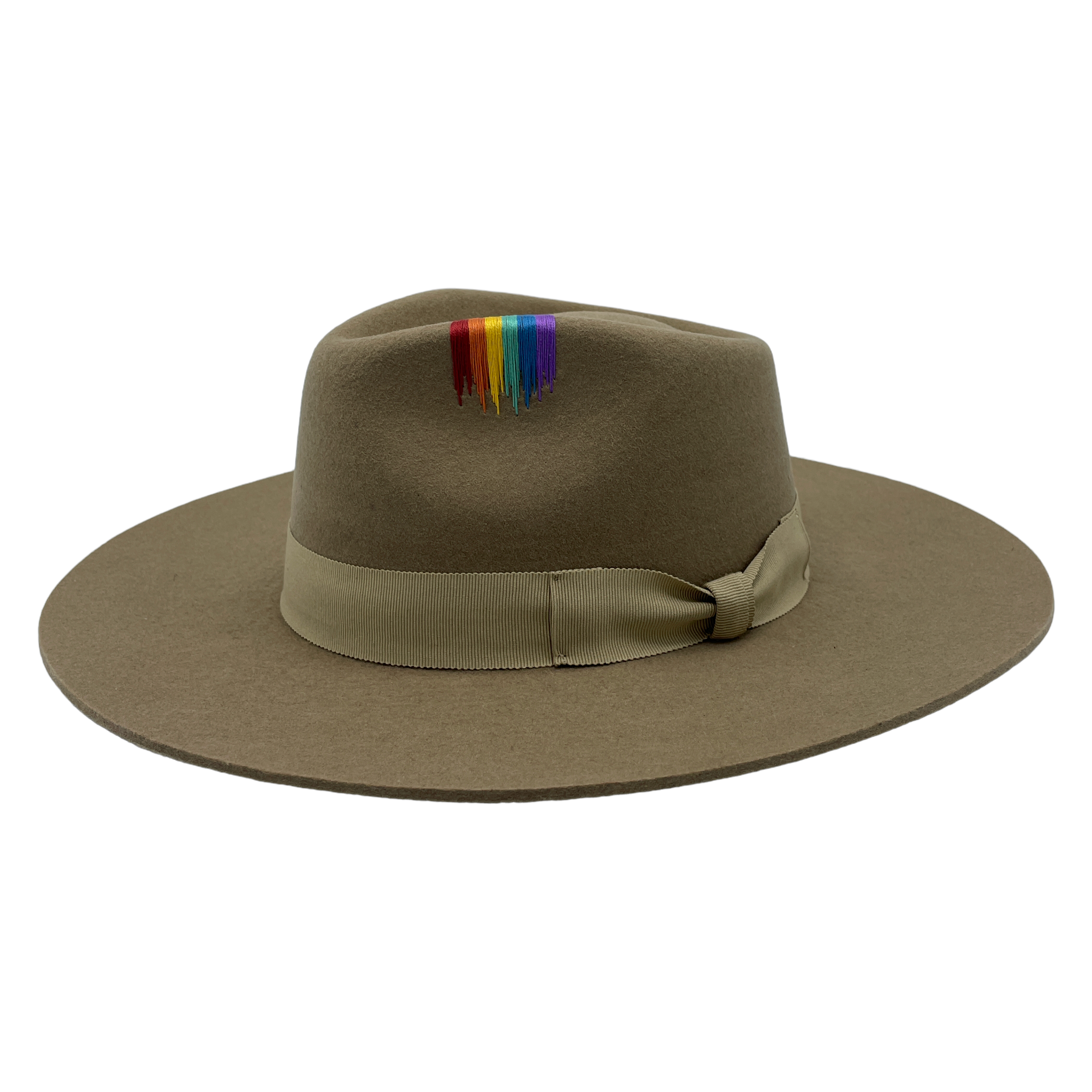Hampui x Township31 Color Drip Camel handmade hat by Hampui Hats — front view on transparent background
