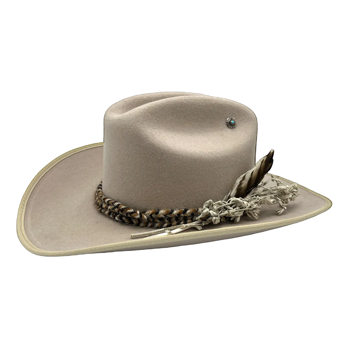 Milk and Honey handmade hat by Hampui Hats — front view on transparent background