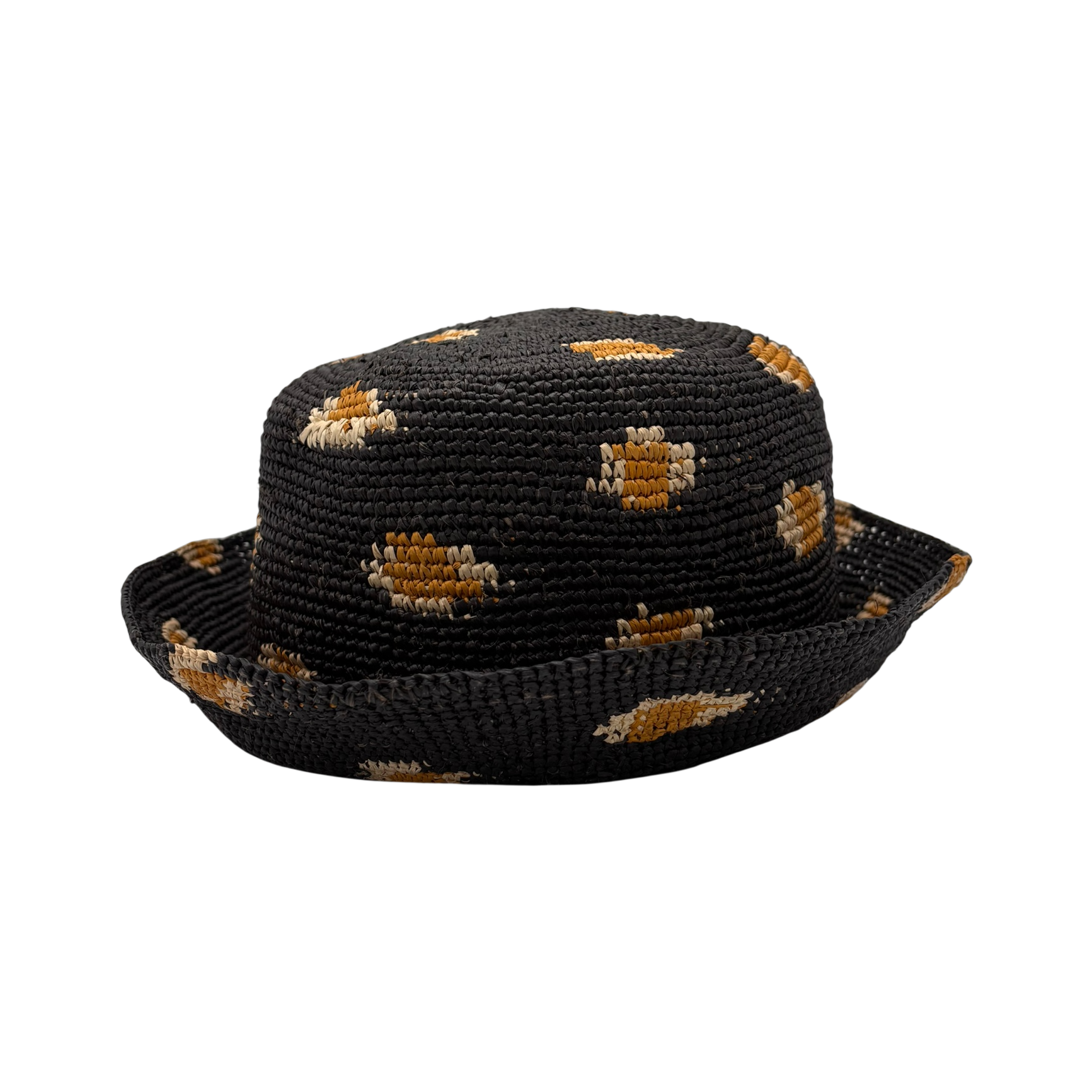 Nocturnal Straw Bucket hand-crocheted toquilla straw bucket hat by Hampui Hats — front view