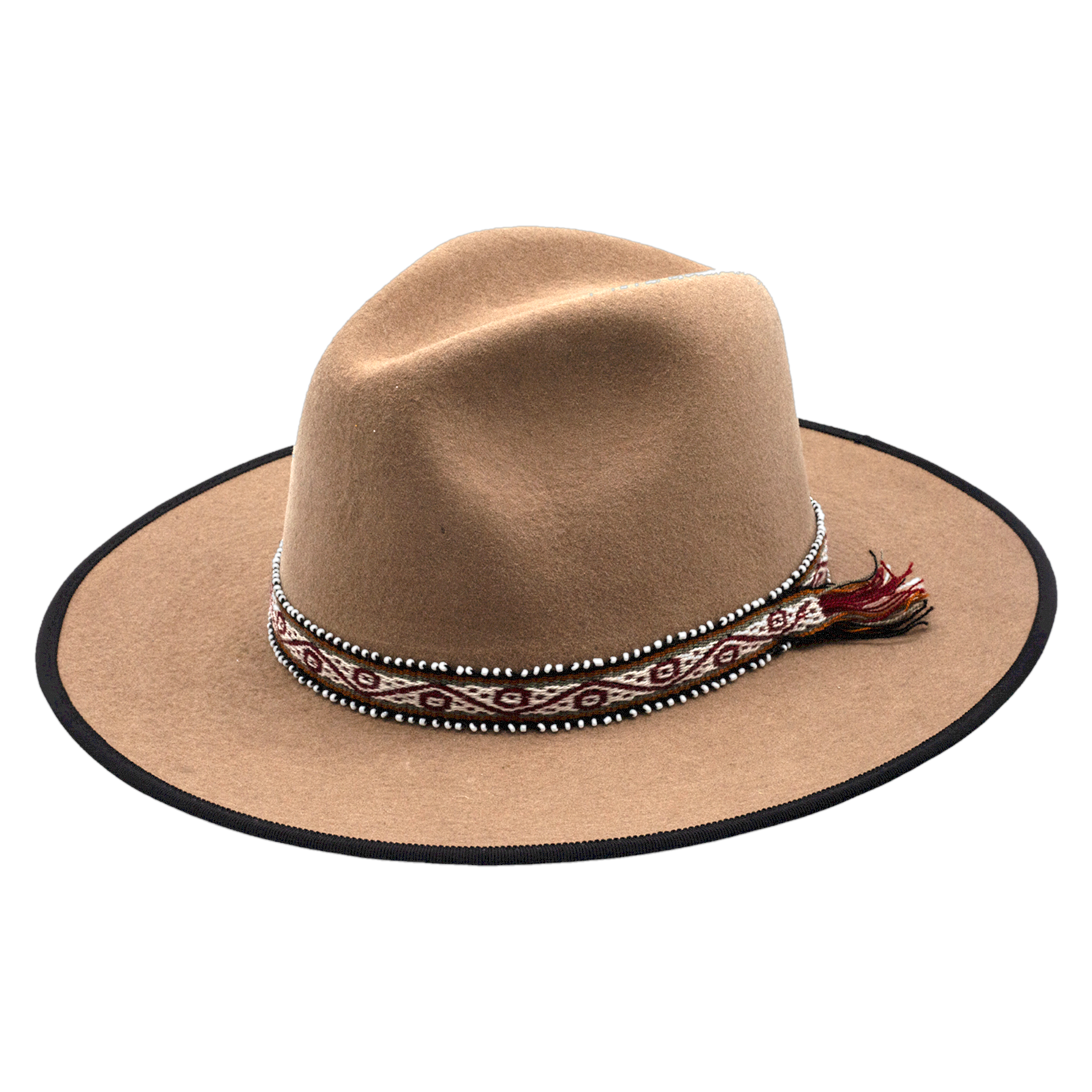 Red Road handmade straw hat by Hampui Hats — front view on transparent background