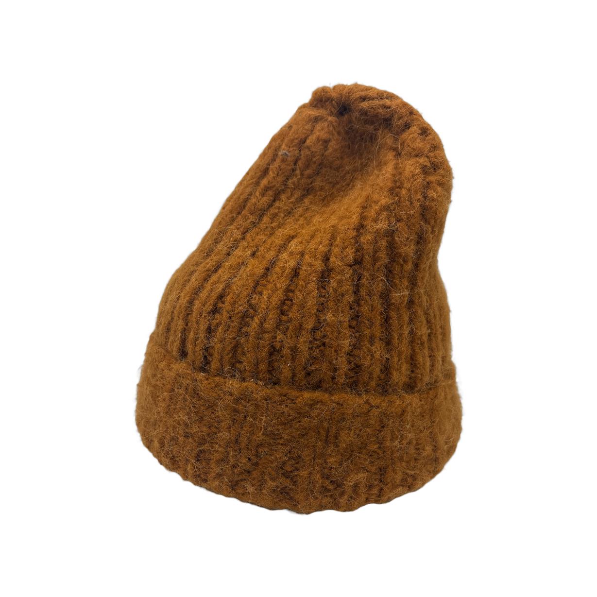 Rust Alpaca Beanie hand-knit alpaca beanie by Hampui Hats — front view on transparent background