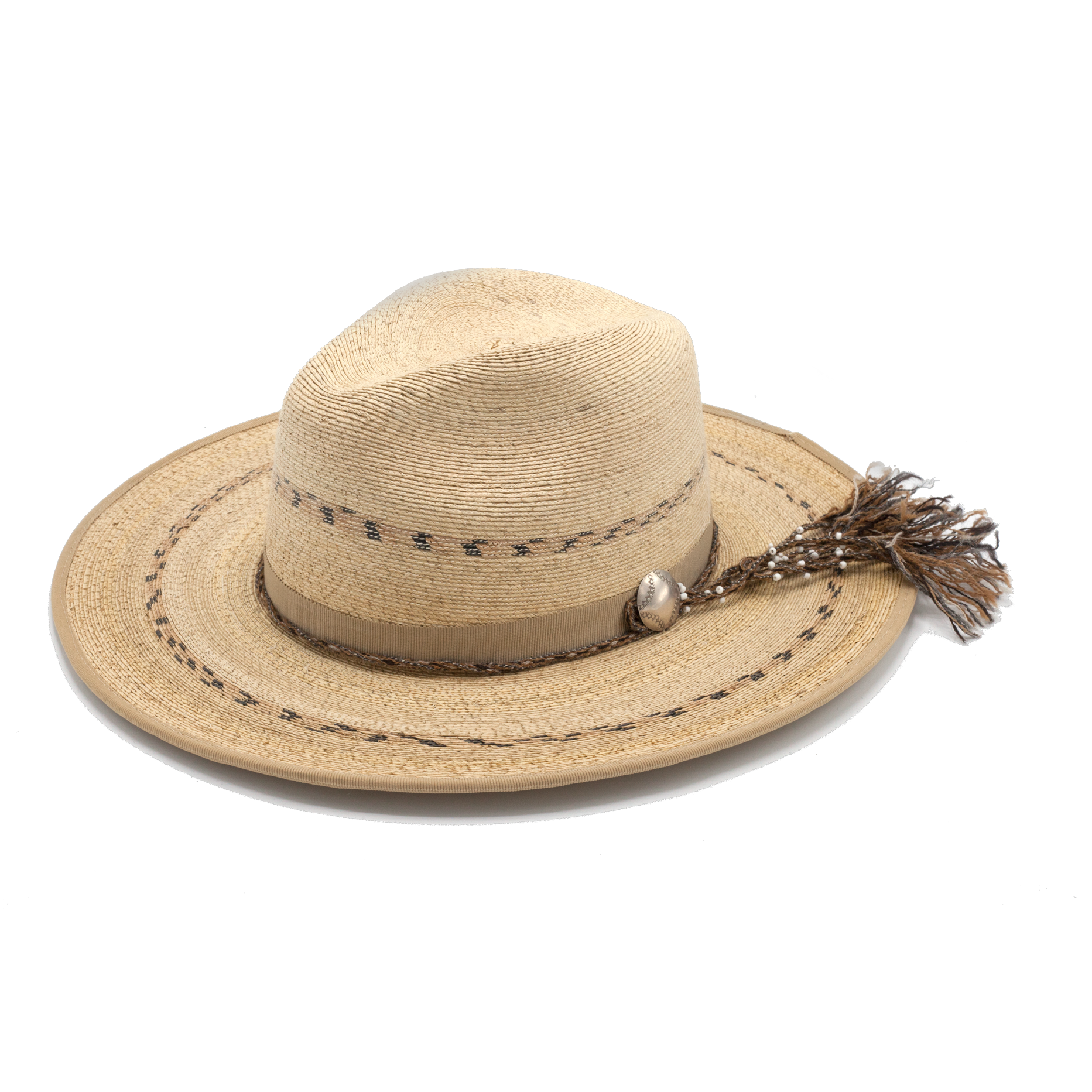 Short Story Long handmade straw hat by Hampui Hats — front view on transparent background