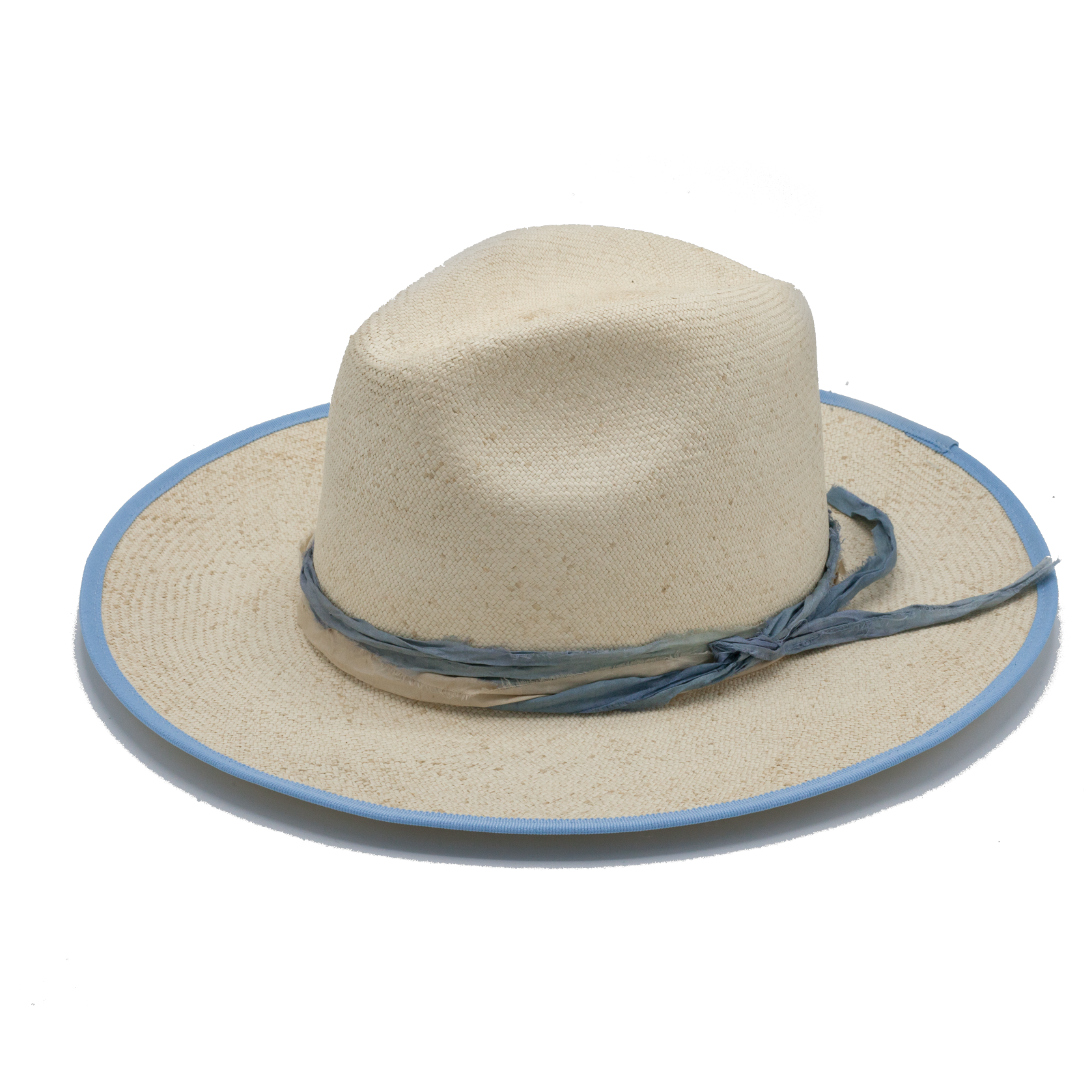 Sky High handmade straw hat by Hampui Hats — front view on transparent background