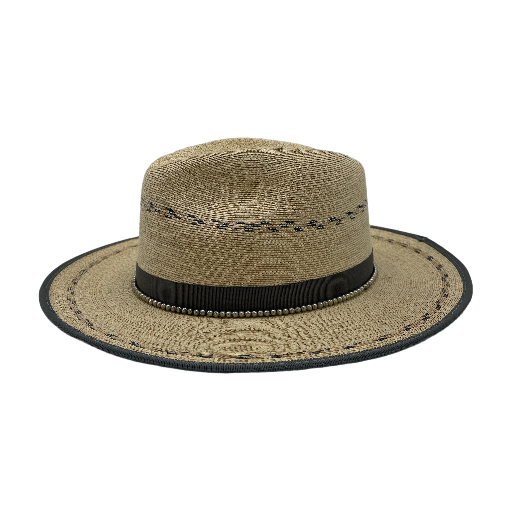 Solitaire handmade straw hat by Hampui Hats — front view on transparent background