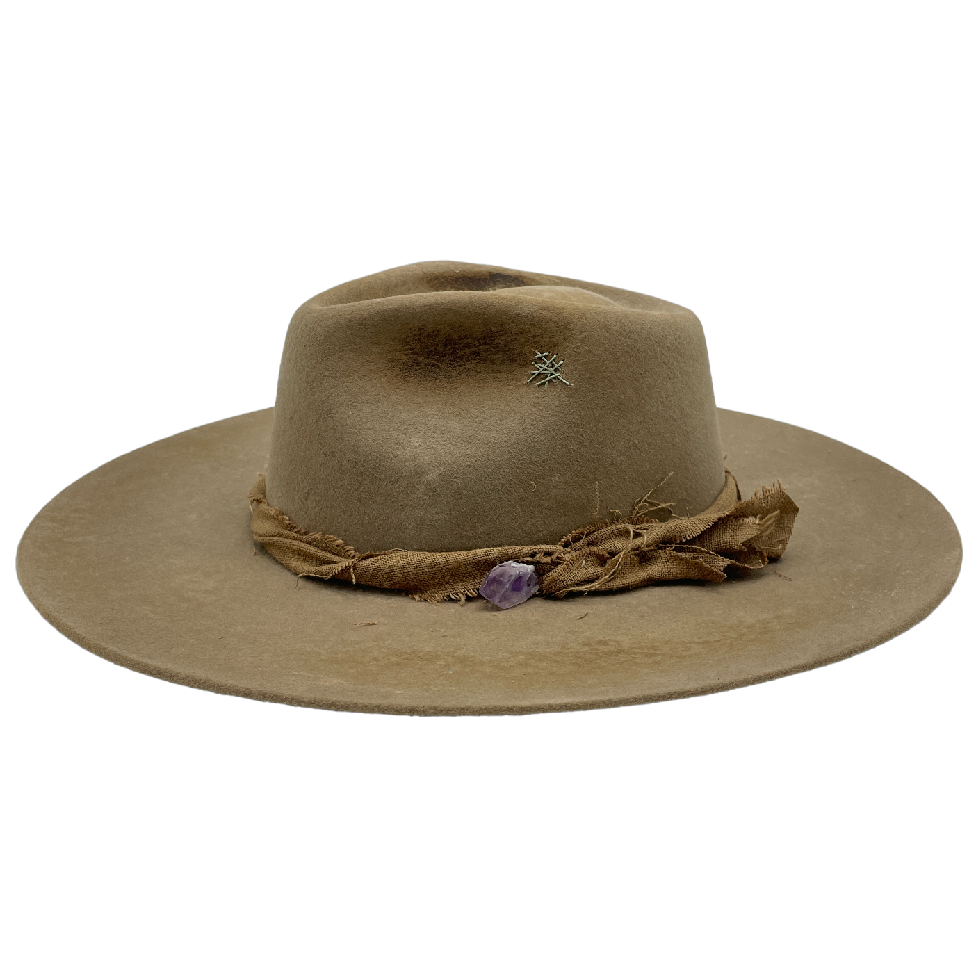 Wonderland handmade hat by Hampui Hats — front view on transparent background